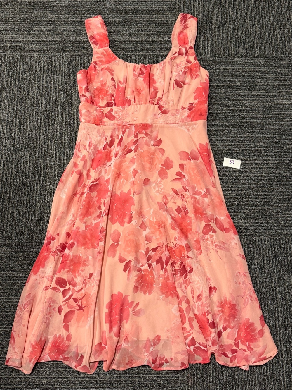 connected apparel Coral Pink Floral Fit-and-Flare Dress